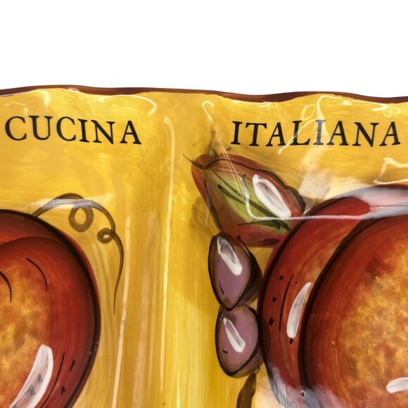 J&S Imports Classic Cucina Italiana Ceramic 2 Section Appetizer Serving Dish - Picture 5 of 6